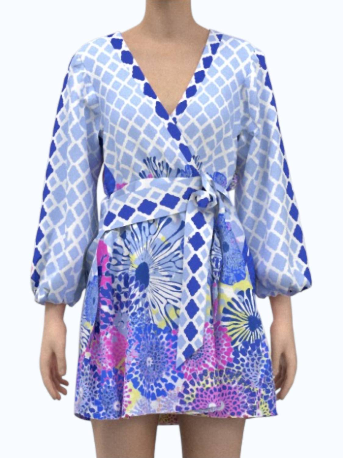 Celina Moon - Long Sleeve Floral Wrap Dress