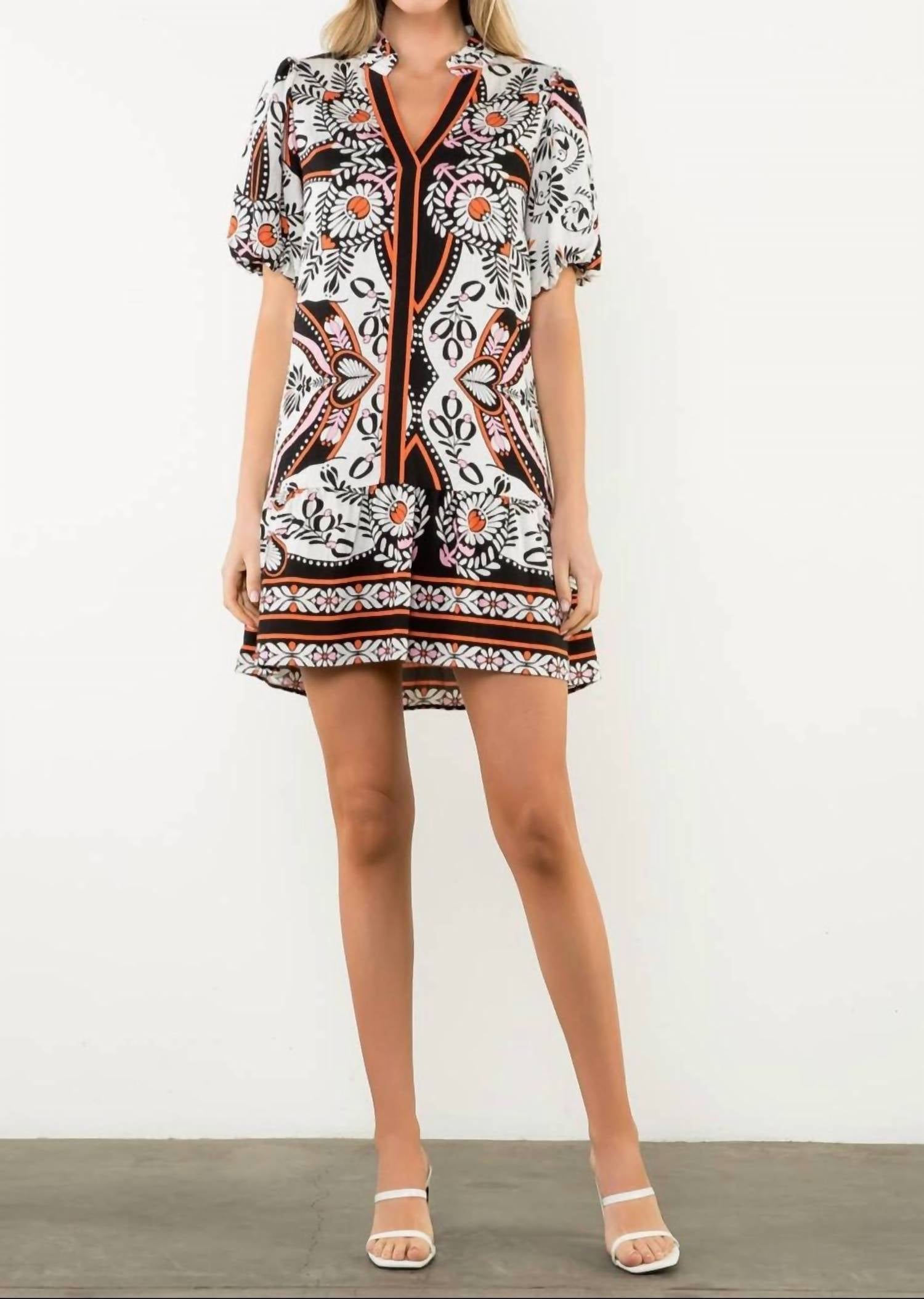 Thml - Exotic Puff Sleeve V-neck Dress