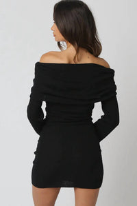 OLIVACEOUS Rubi Knit Dress in black - women's dress - detail view