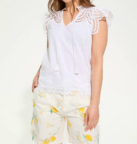 Fdj - Flutter Sleeve Placed Eyelet Top