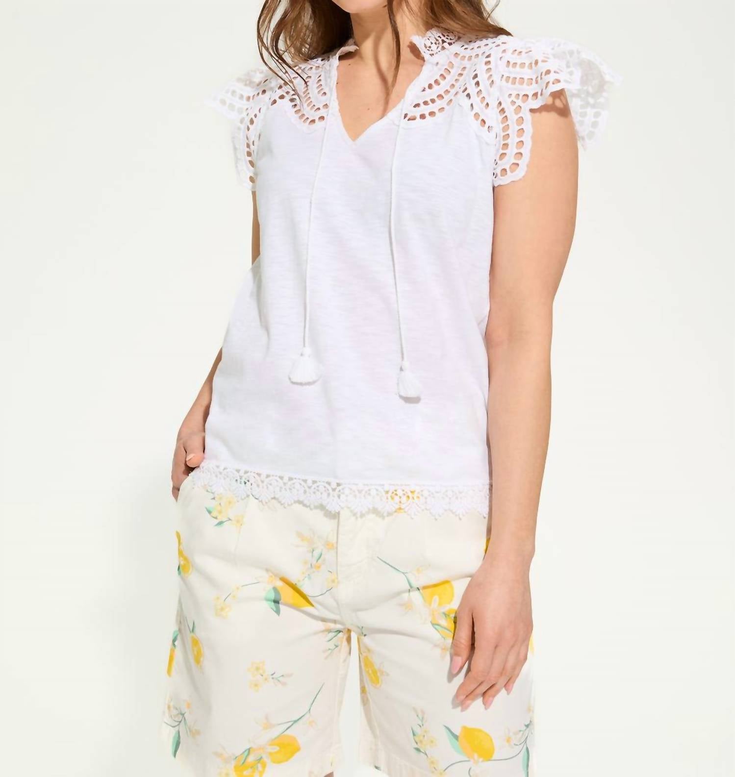 Fdj - Flutter Sleeve Placed Eyelet Top