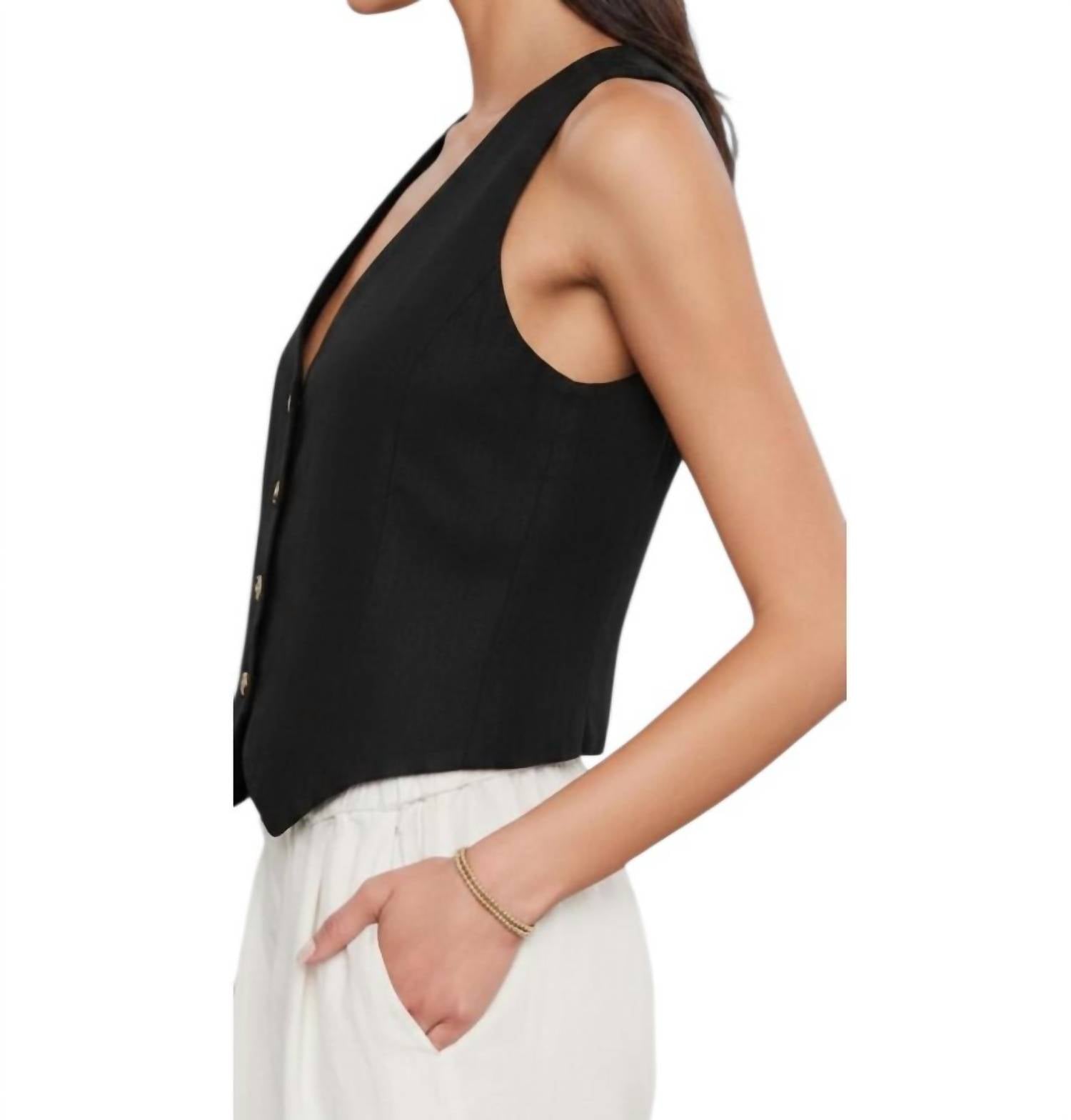Velvet By Graham & Spencer - Mylie Linen V-neck Vest