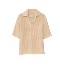 LAUREN MANOOGIAN Rack Knit Polo Shirt in ivory - women's top - alternate view