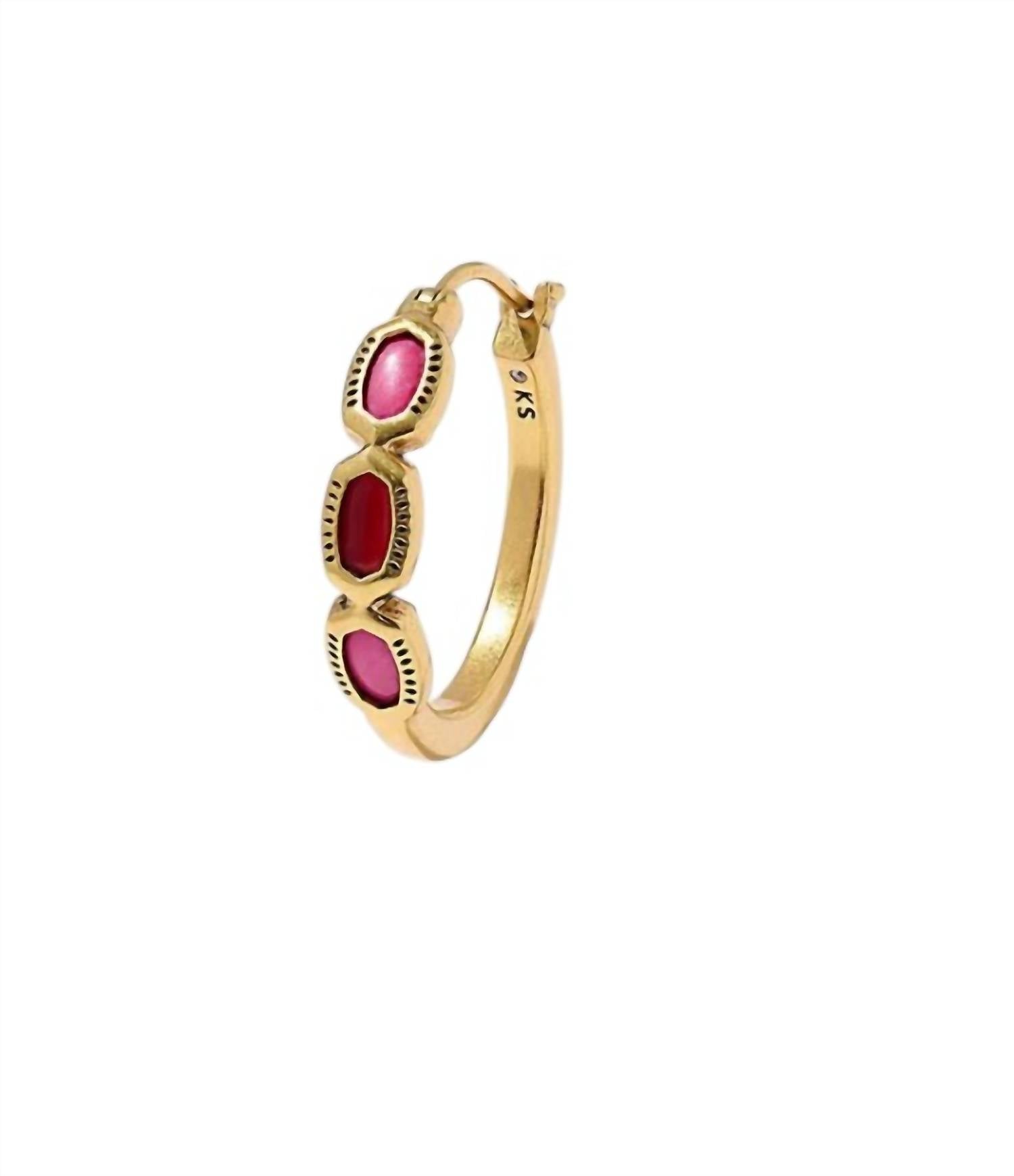 Kendra Scott Women's Mini Elisa Hoop Earrings in vintage gold pink mix - women's jewelry - alternate view