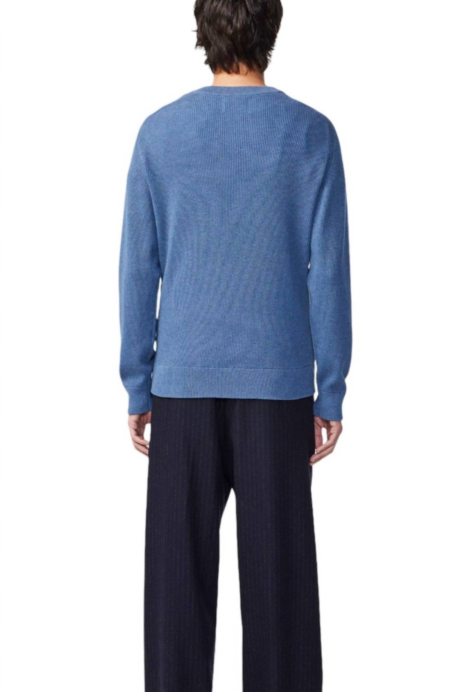 NN07 Kevin Crewneck Sweater in bering sea - men's sweater - alternate view