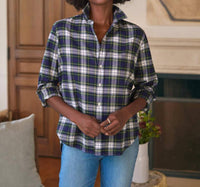Frank & Eileen Relaxed Button Up Shirt in blue green navy white plaid - women's shirt