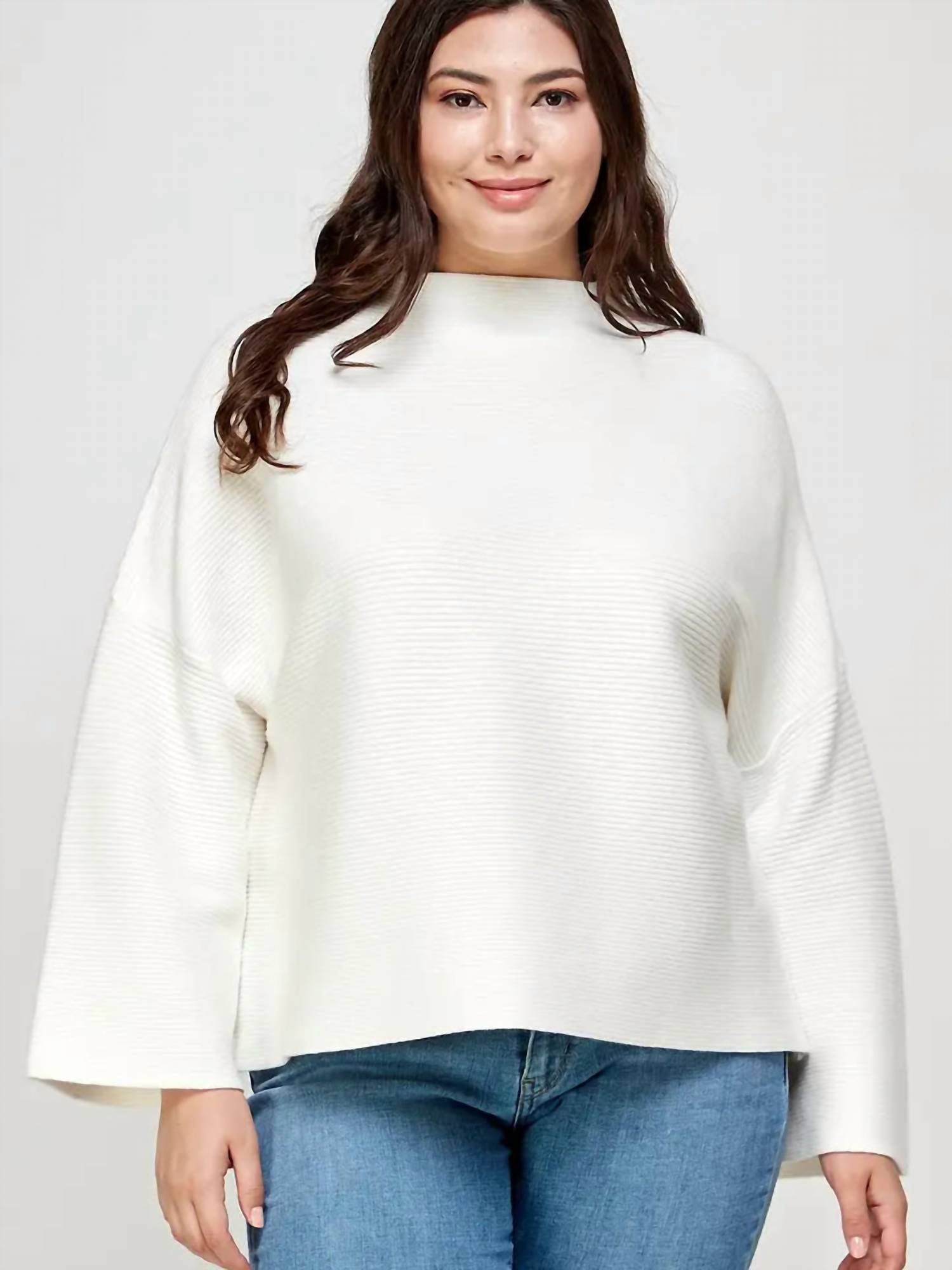 Ellison - Ribbed Top Casual Sweater - Plus