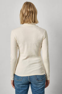 Lilla P Long Sleeve Turtleneck Tee in rope - women's long sleeve top - detail view