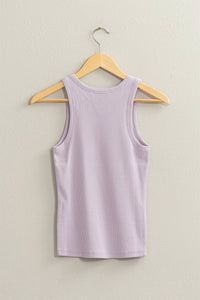 Double Zero Ribbed Tank Top in lavender - women's tank top - detail view
