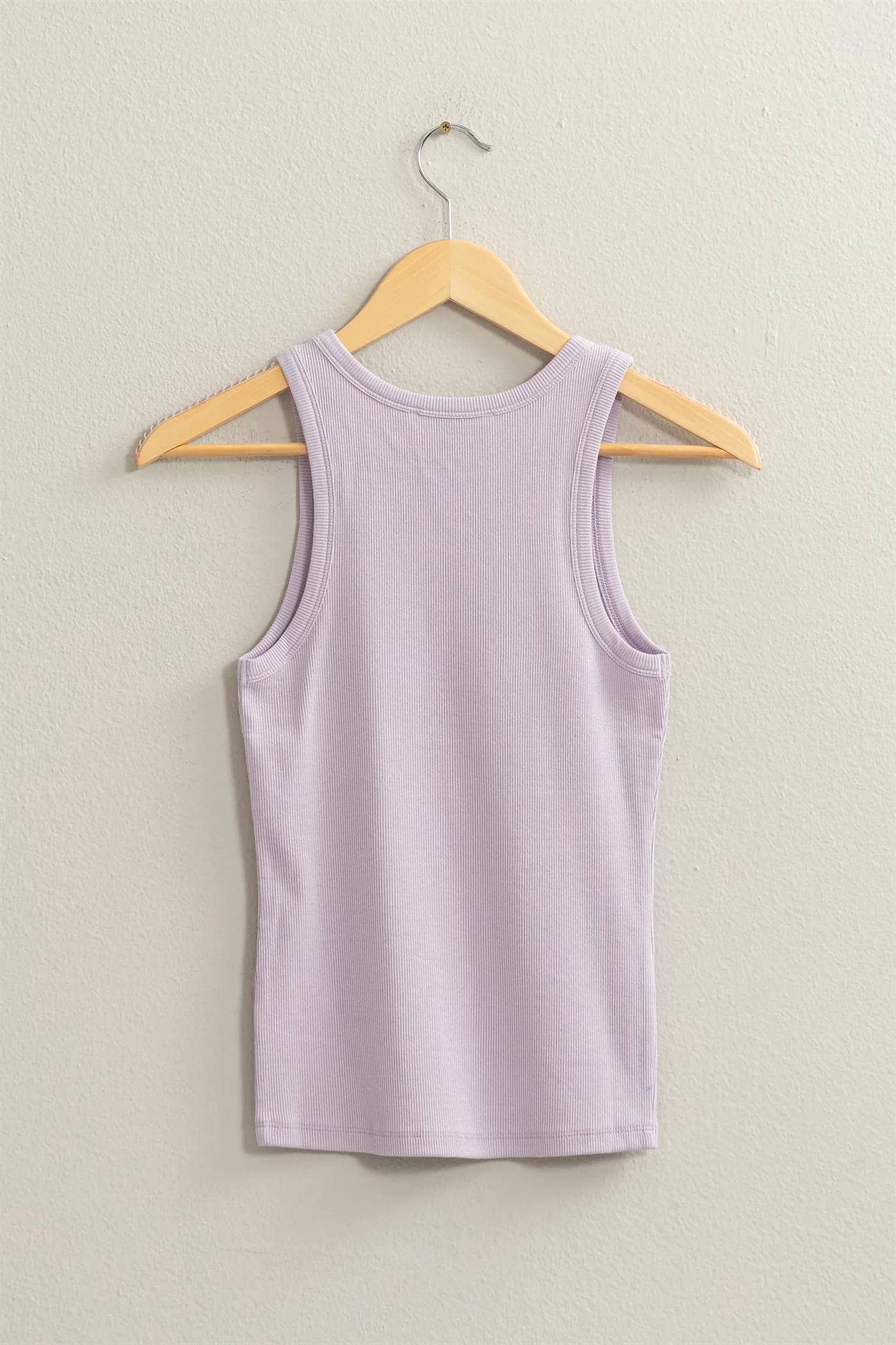 Double Zero Ribbed Tank Top in lavender - women's tank top - detail view