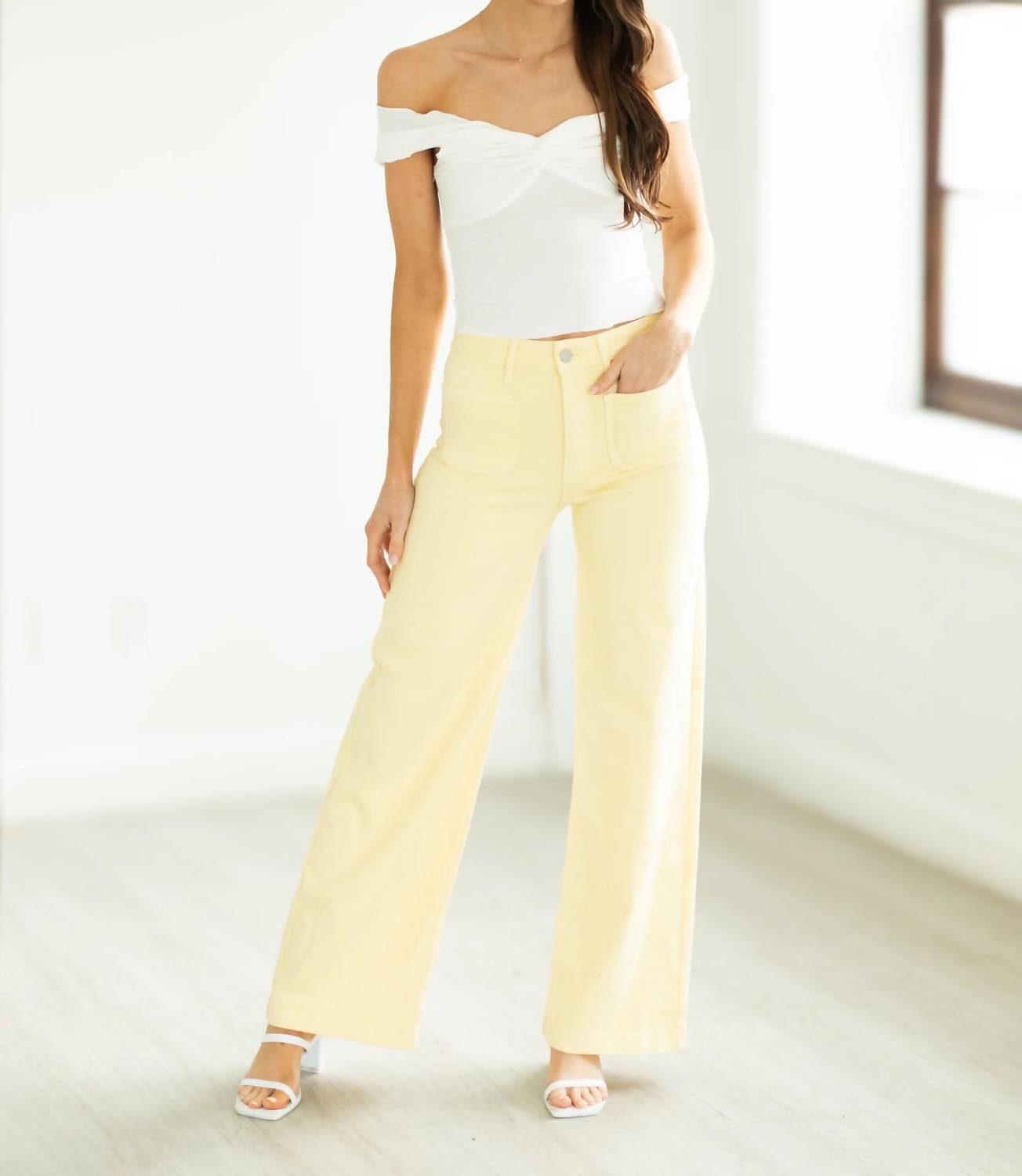 Just Black Denim - Mini Patch Pocket Wide Leg Jean