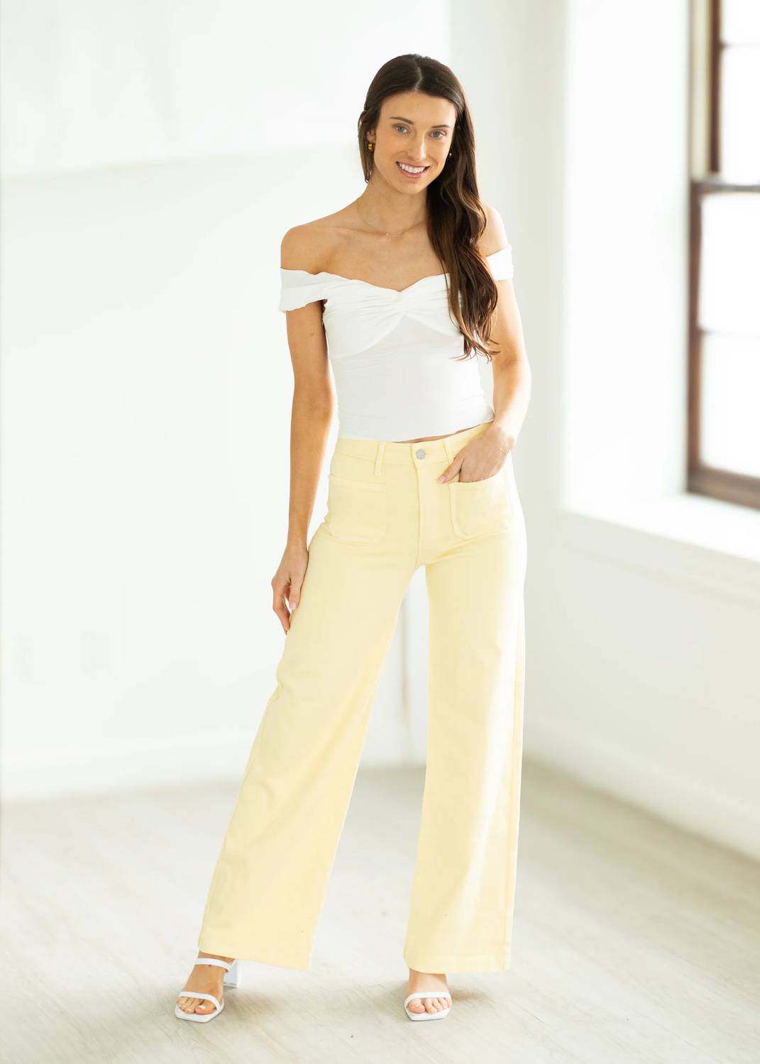 Just Black Denim - Mini Patch Pocket Wide Leg Jean