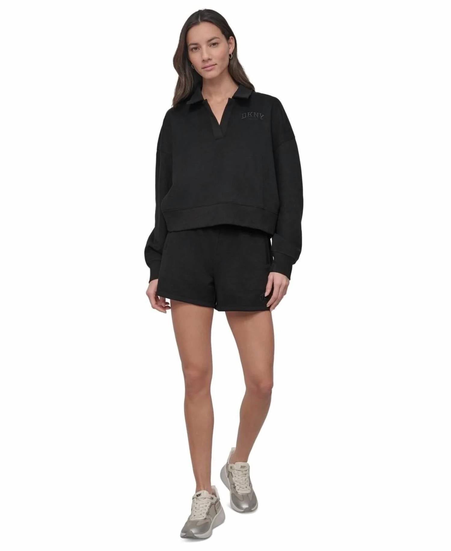 Dkny - Varsity Embroidered Logo Smocked 4" Shorts