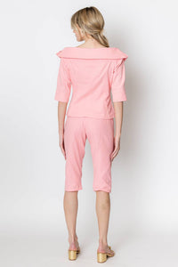 ZETAYE Celeste Linen Cotton Blazer in pink - women's jacket - detail view