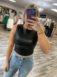 Blue Blush - Leather Sleeveless Top