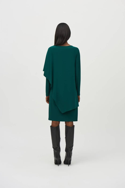 Joseph Ribkoff - Draped Overlay V-neck Shift Dress