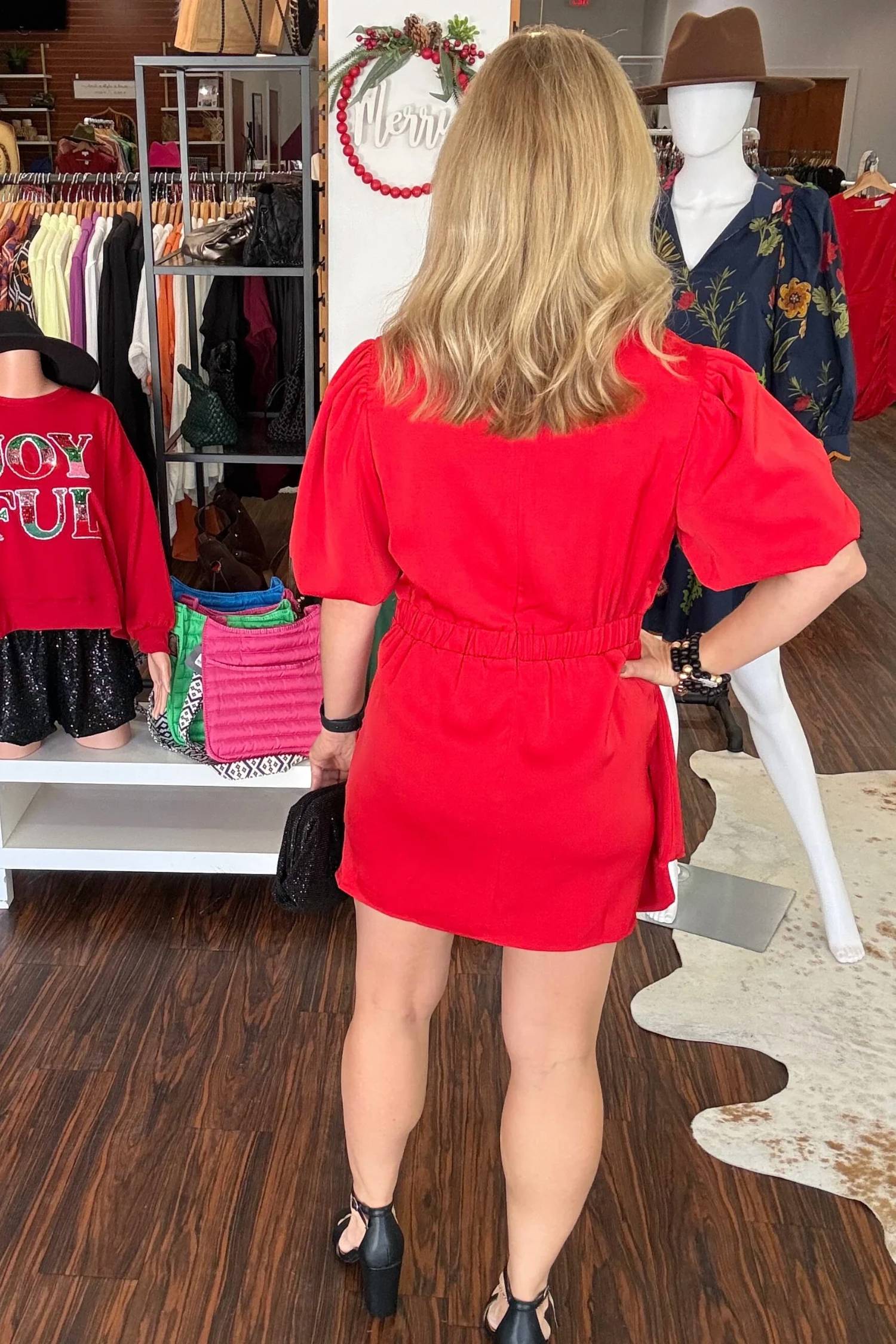 Strut & Bolt - Mini Dress With Rouching And Puff Sleeve