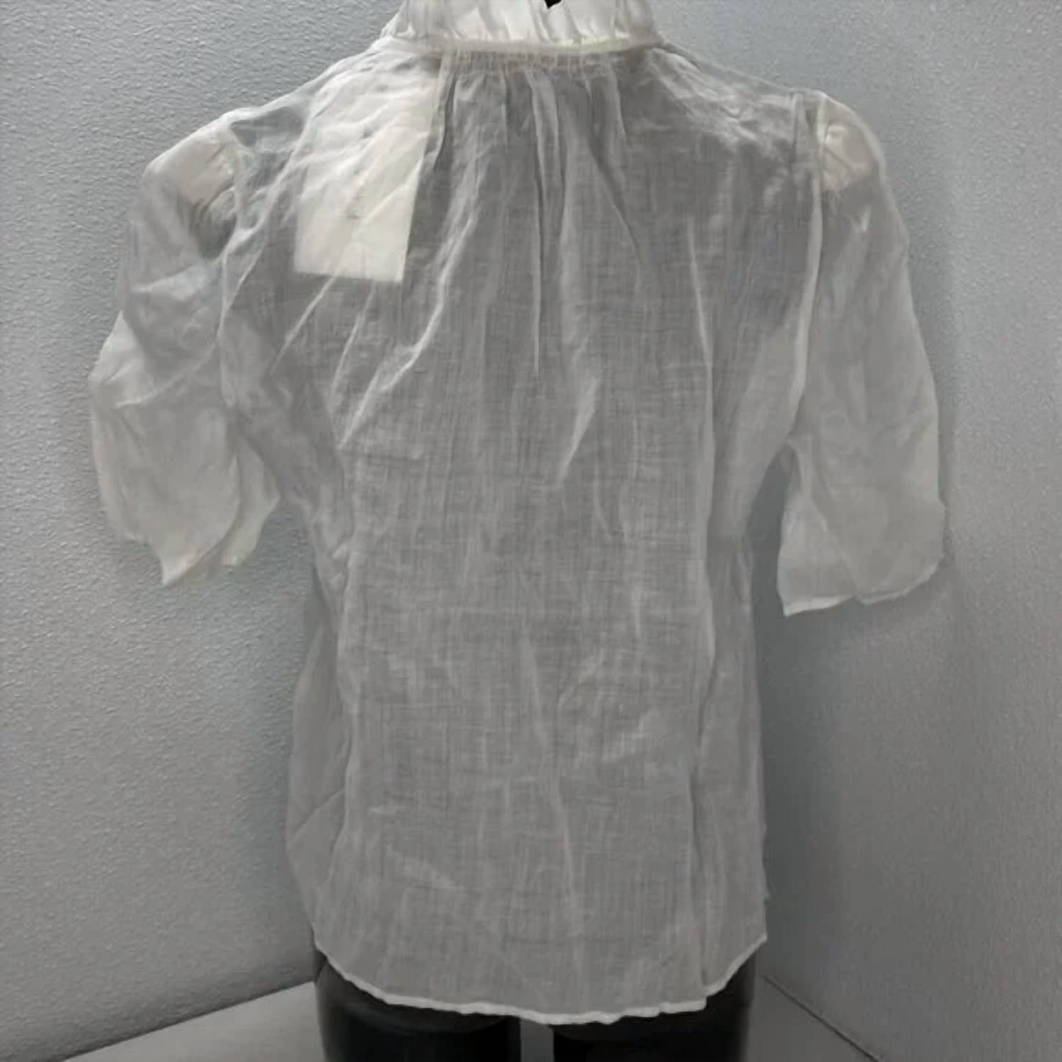Frame - Tie Neck Ruffle Popover Blouse