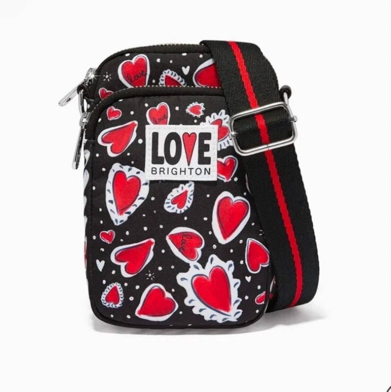 Brighton Hearts A Flutter Crossbody Purse in black and red - women's bag