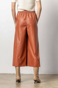 Lilla P Wide Legged Culotte Pant in cognac - women's pants - detail view