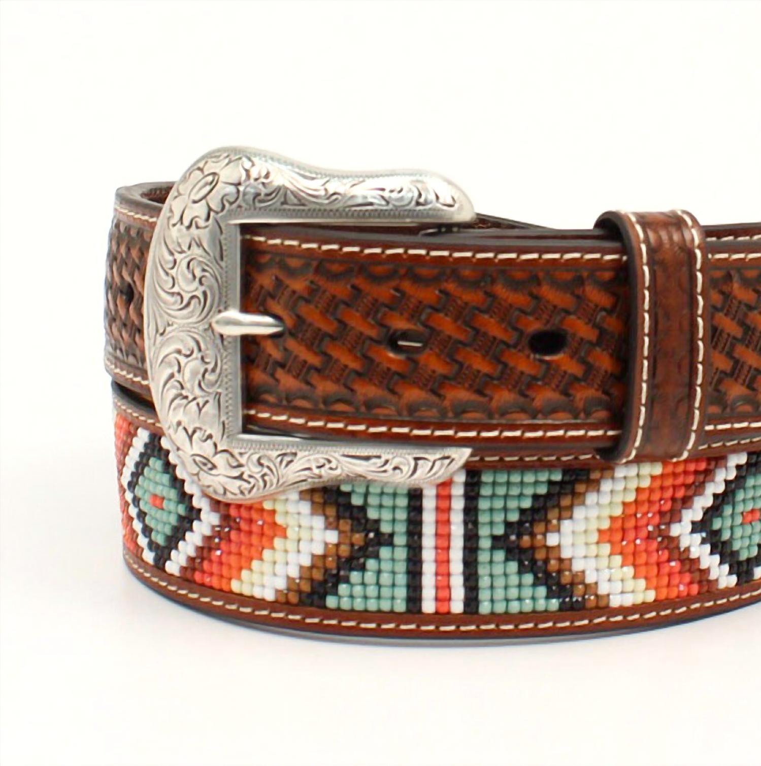 Nocona Belt Co. - Unisex Leather Southwestern Beaded Belt