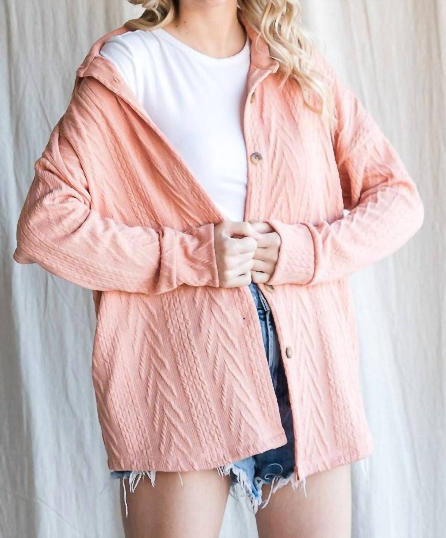 7Th Ray - Cable Knit Button Down Top
