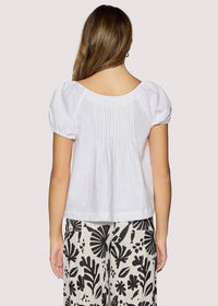 LOST + WANDER Cabrera Mist Short Sleeve Top in white - women's blouse - detail view