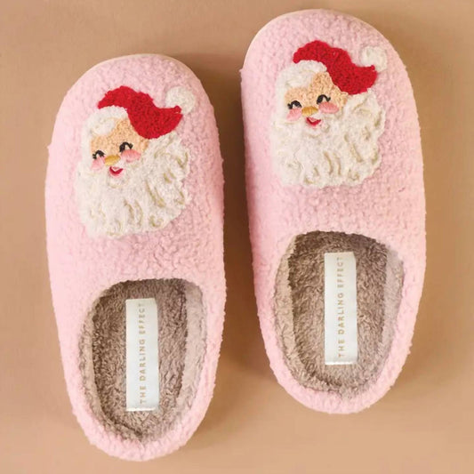 The Darling Effect - Women's Fuzzy Santa Slippers
