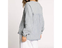 Thread & Supply Maia V Neck Long Sleeve Shirt in blue stripe - women's long sleeve top - alternate view