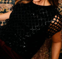 Caballero - Carmen Black Openwork Sequin Top