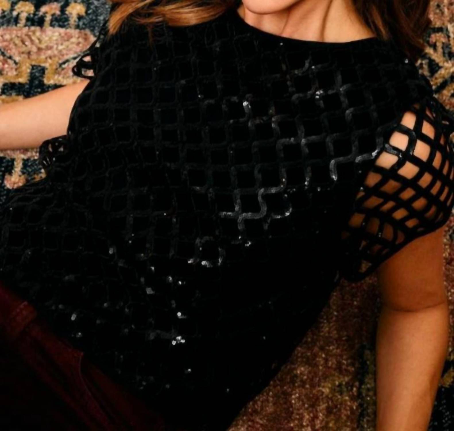 Caballero - Carmen Black Openwork Sequin Top