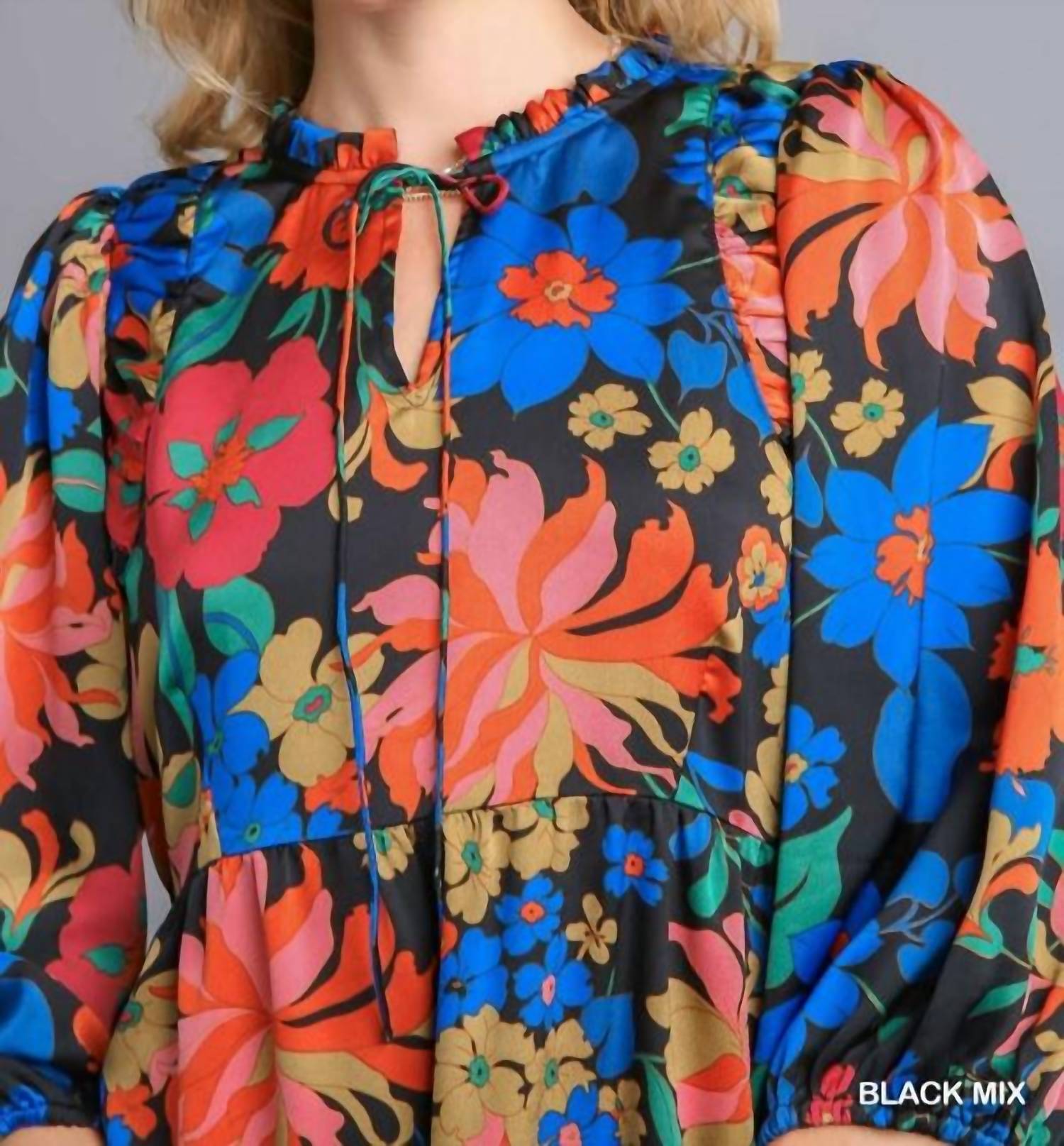 Umgee - Floral Babydoll Midi Dress