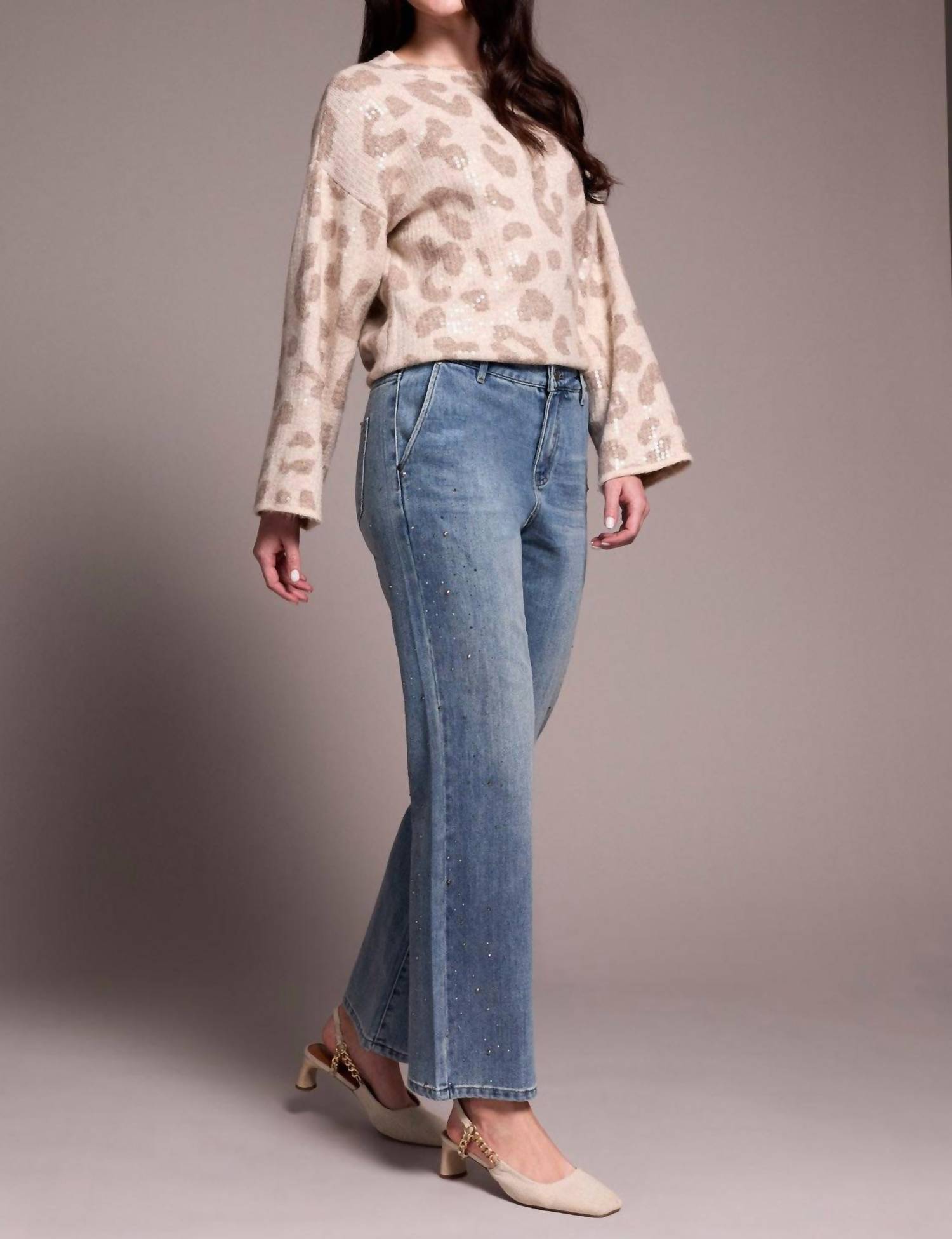 Tribal - Brooke High Rise Super Straight Rhinestone Jeans