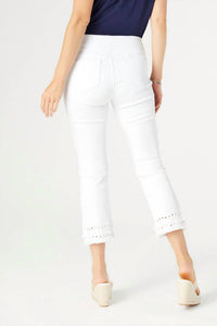 COCO + CARMEN Omg Capri Jeans With Embroidered Eyelet Trim in white - women's jeans - detail view