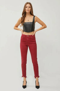 Risen - High Rise Fray Hem Skinny Jeans