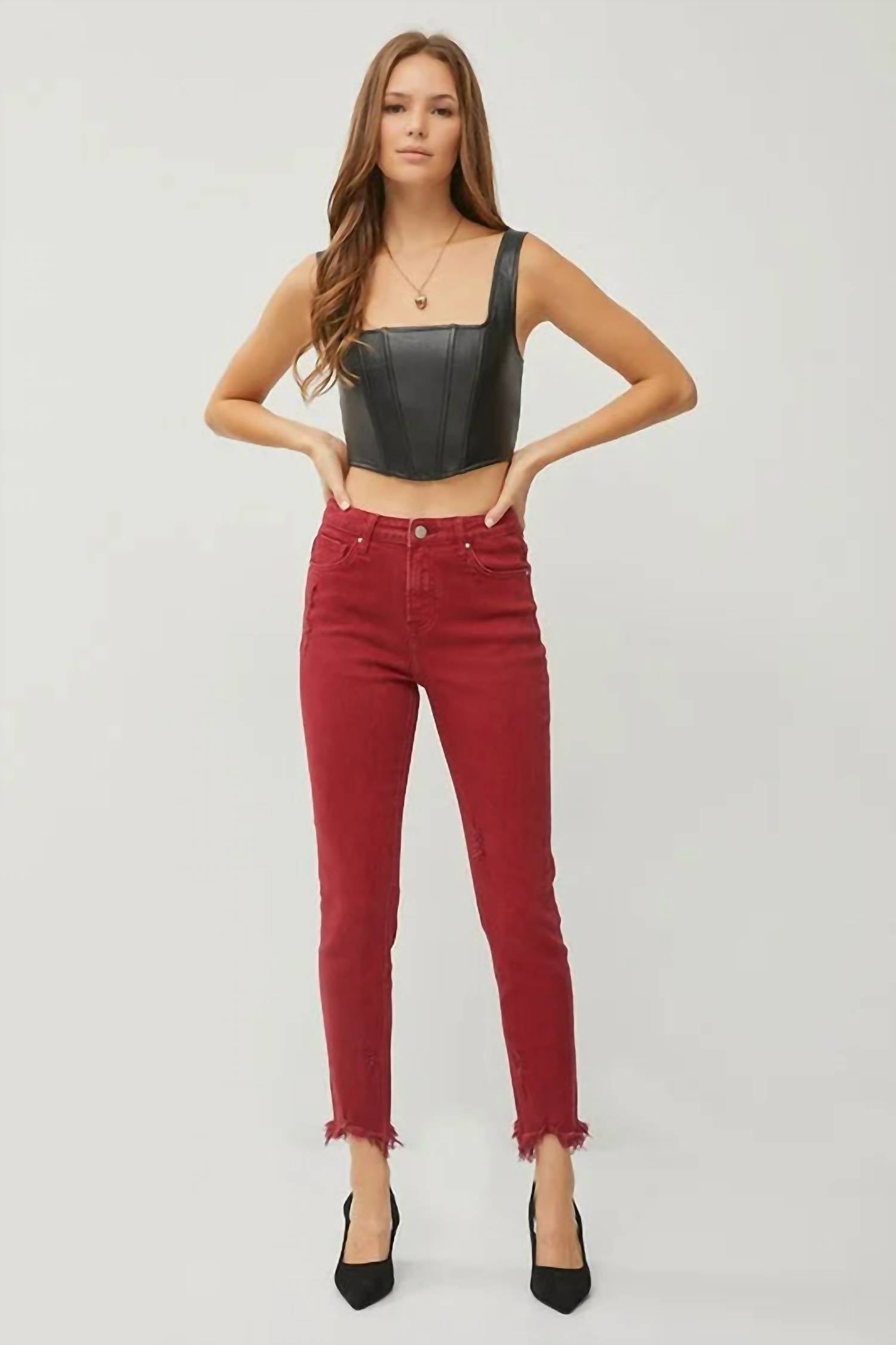 Risen - High Rise Fray Hem Skinny Jeans