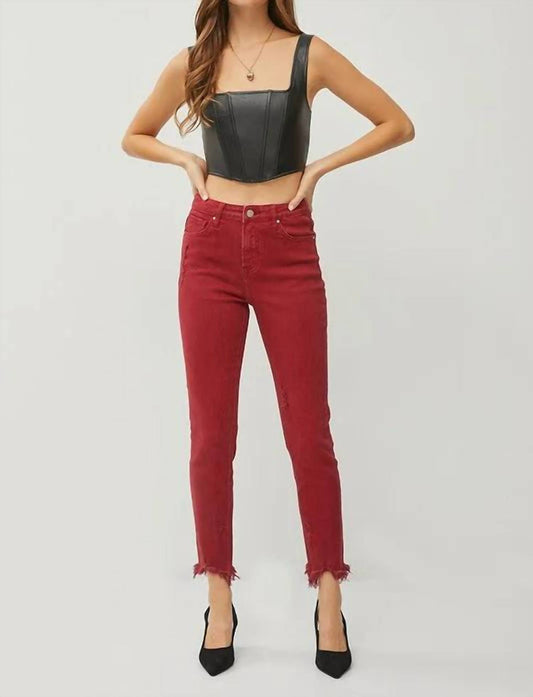 Risen - High Rise Fray Hem Skinny Jeans