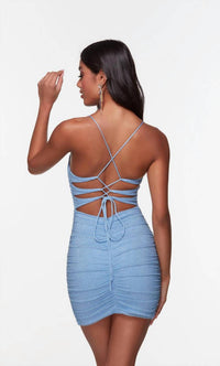 Alyce Paris - Mesh Ruched Square Neck Dress