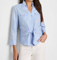 Nic + Zoe Isla Iconic Tie Front Shirt in powder blue - women's shirt