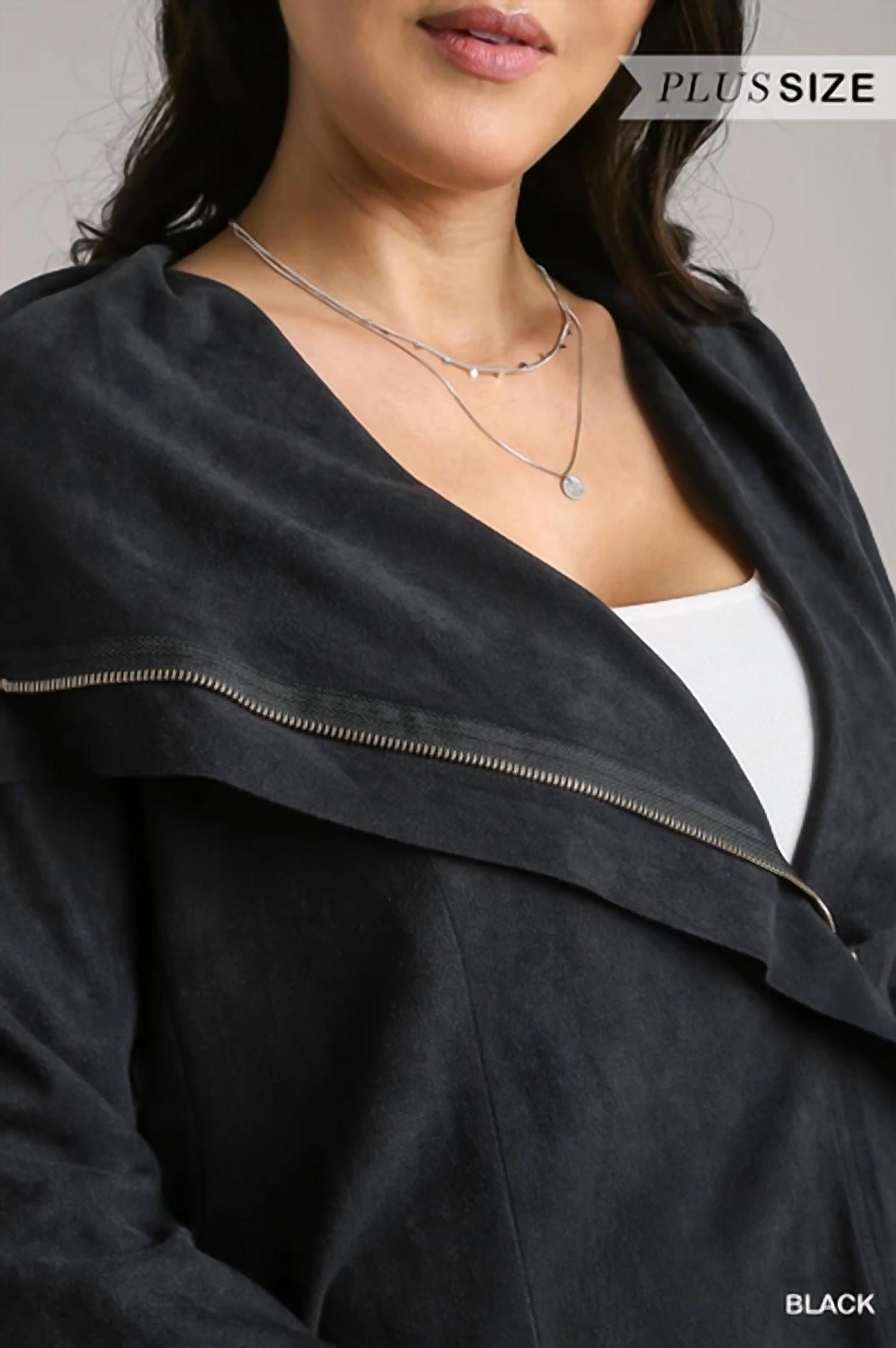 Umgee - Plus Size Suede Moto Jacket
