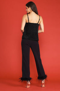 Skies Are Blue - FEATHER TRIM TROUSER