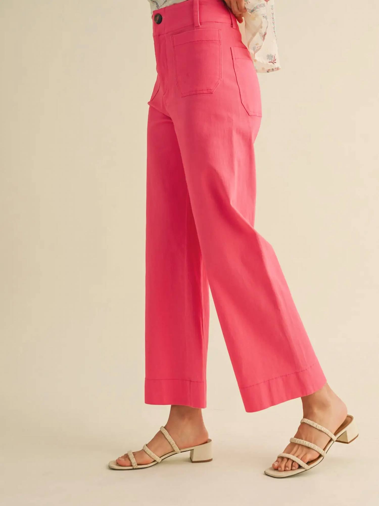 &Merci - High Waist Cropped Wide Leg Pants