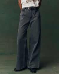 THE GREAT. Slouch Wide Leg Jean in graphite wash - women's jeans