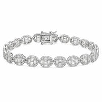 Allyanna Gifts - Women's Moissanite Baguette Pave Oval Tennis Bracelet