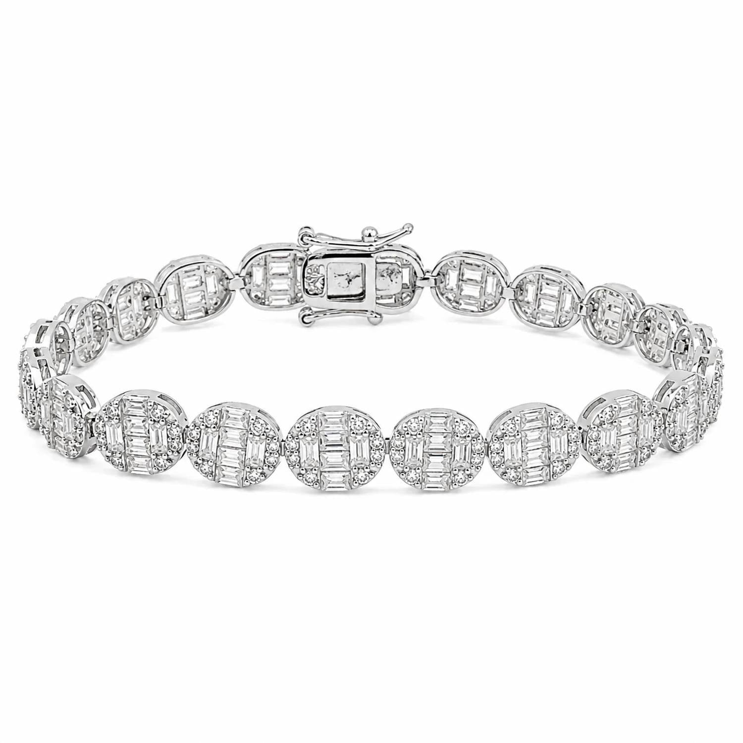 Allyanna Gifts - Women's Moissanite Baguette Pave Oval Tennis Bracelet