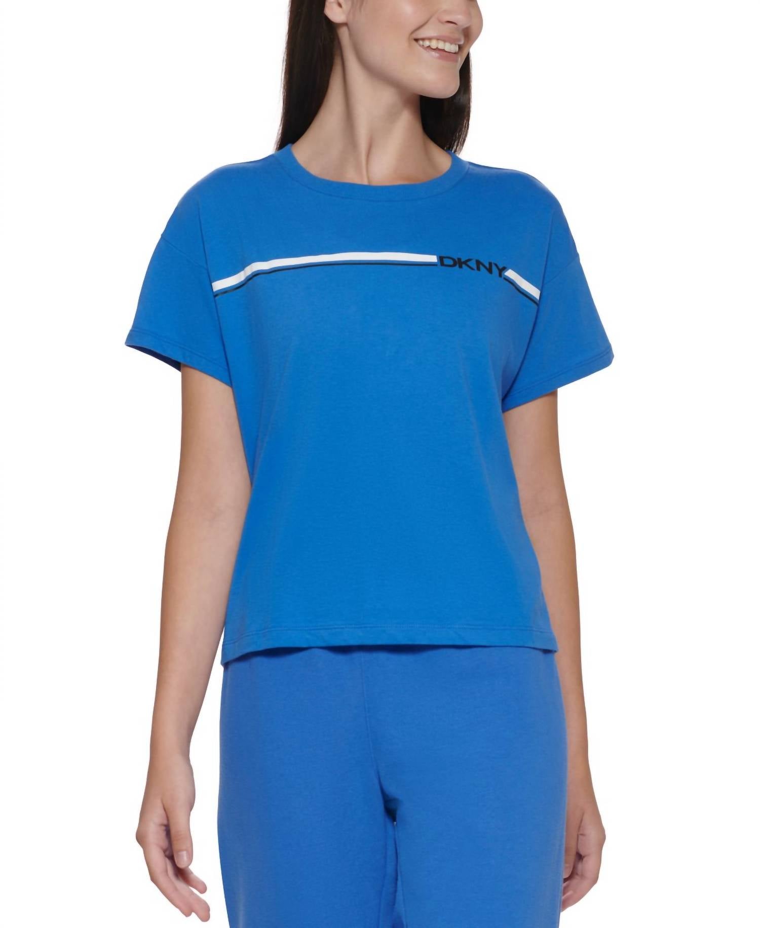 Dkny - Cotton Logo-Stripe Cropped T-Shirt