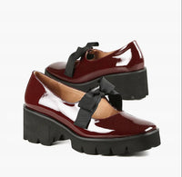 ALL BLACK Women's Tap And Lugg Loafers in wine - women's flats - view 4