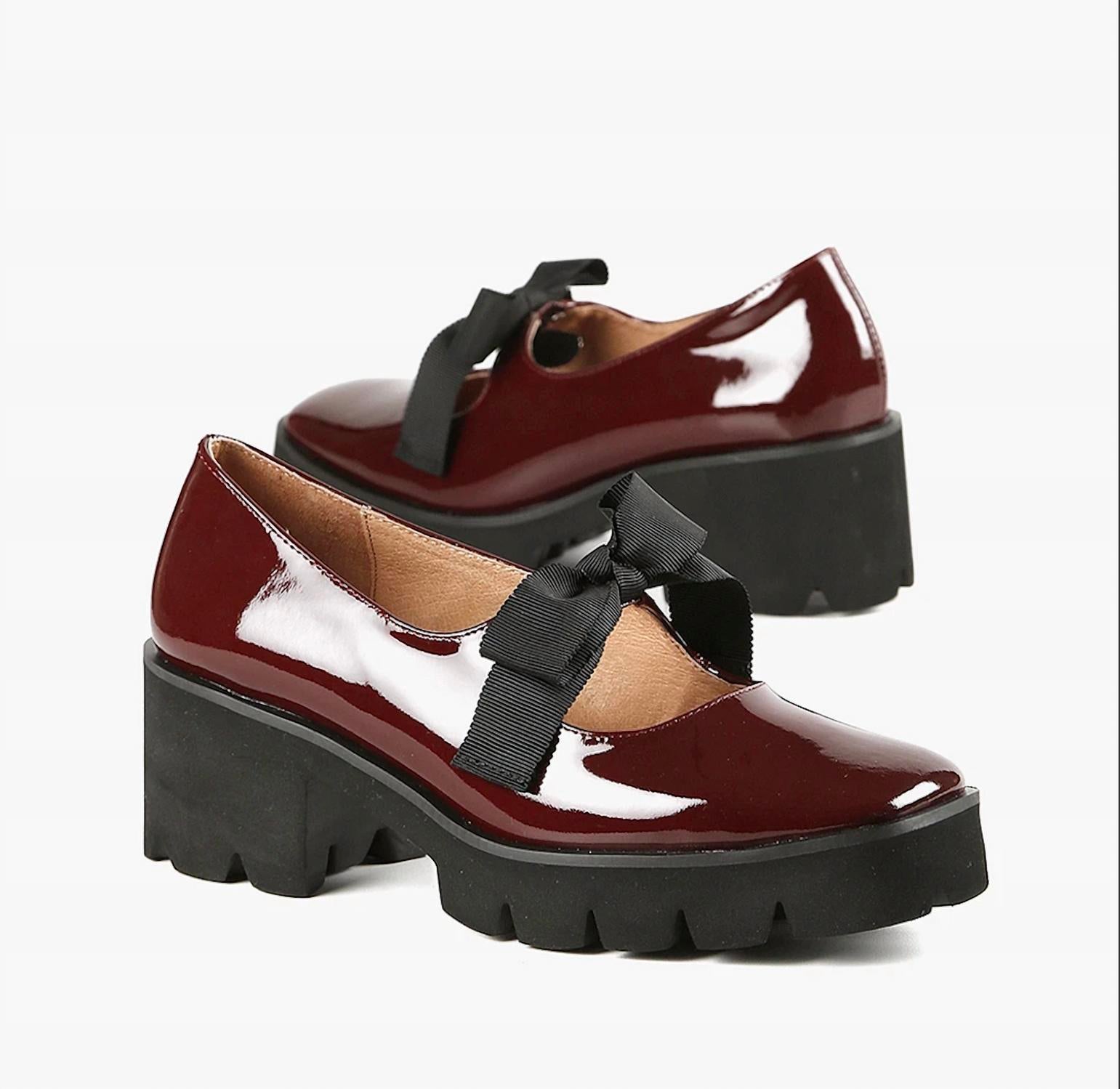 ALL BLACK Women's Tap And Lugg Loafers in wine - women's flats - view 4
