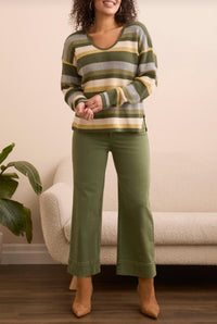 Tribal - Combed Cotton U-neck Waffle Sweater