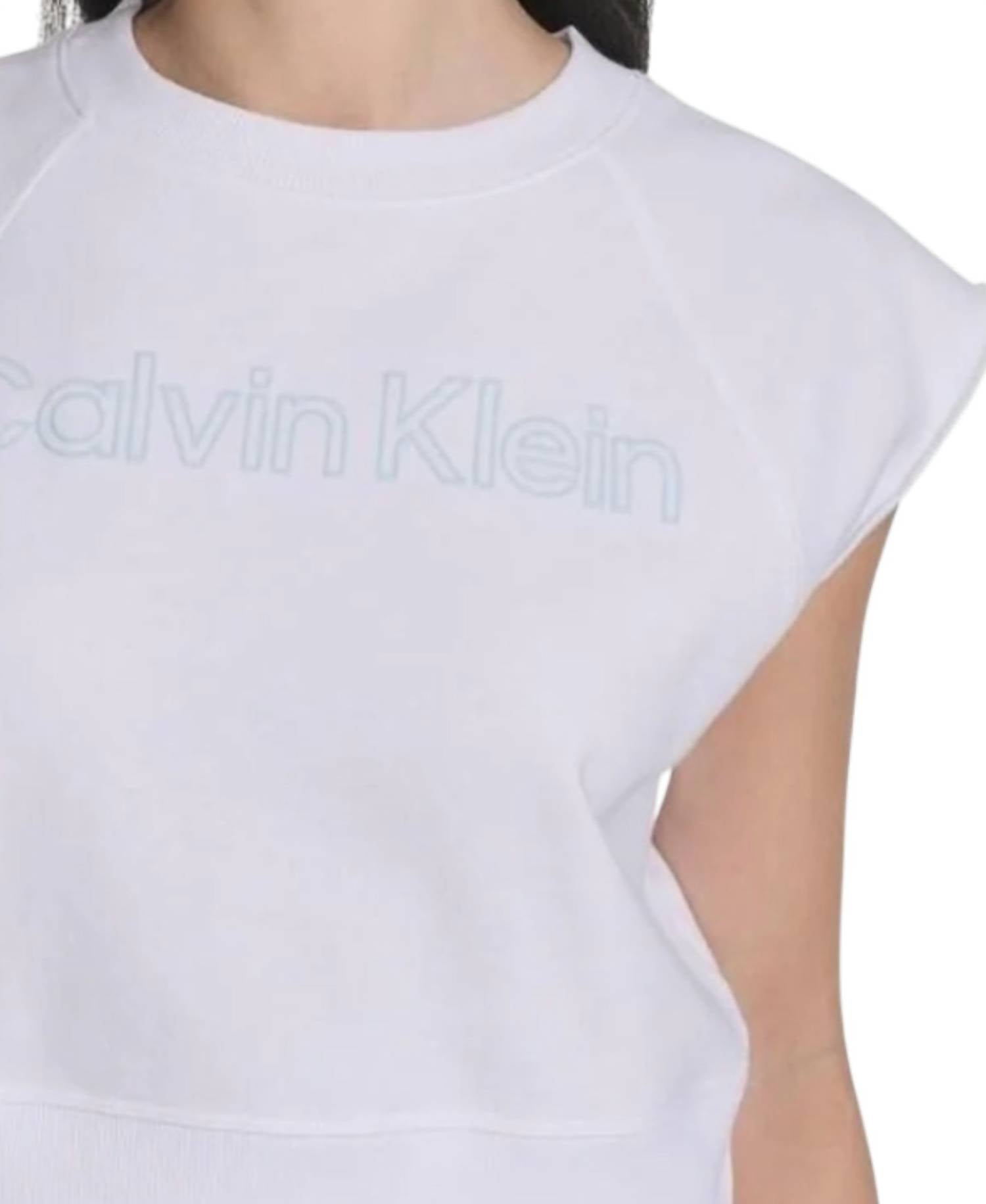 Calvin Klein - Performance Cropped Sleeveless Outline Logo Sweatshirt